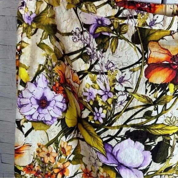 Chico's Petite Linen Floral Sarong Faux-Wrap Skirt travel, colorful plus size - Picture 12 of 13